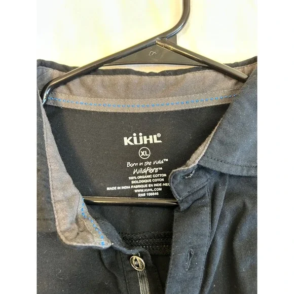 Kuhl Wildfibre Polo Shirt Mens XL Black Organic Cotton Short Sleeve Outdoor - Picture 3 of 7